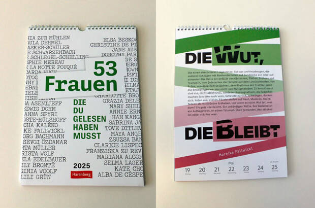 Der Wochenkalender „53 Frauen, die du gelesen haben musst" von Susanne Nadolny zeigt beeindruckend, wie mutig, innovativ und herausragend Frauen die Weltliteratur prägen. Das Druckwerk erscheint im Harenberg Verlag.  (Screenshot von Website Börsenverein)